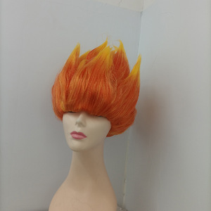 Perruque Saiyan <span class=keywords><strong>Dragon</strong></span> <span class=keywords><strong>Ball</strong></span> multicolore orange-jaune sans lacets, style euro-américain, en soie domestique, pour adulte, cosplay anime - Product Image 2