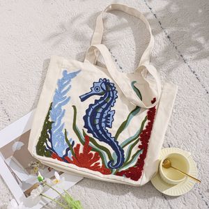 Sac de plage d'été personnalisé <span class=keywords><strong>en</strong></span> <span class=keywords><strong>toile</strong></span> blanche 10oz avec broderie, sac fourre-tout réutilisable <span class=keywords><strong>en</strong></span> <span class=keywords><strong>toile</strong></span> brodée - Product Image 4