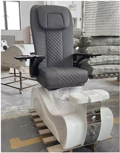 Muebles para Salón de Uñas, Silla de Pedicura Eléctrica Reclinable Negra y Dorada con Masaje, Spa para Pies, Lujo, con Luces LED - Product Image 6