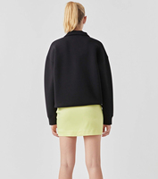 Ensemble deux pièces personnalisé pour femmes grandes tailles : sweat-shirt brodé uni à fermeture éclair 1/4 et short de sport évasé
