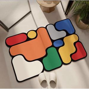 Tapis de bain géométrique coloré en terre de diatomée, antidérapant et absorbant, design minimaliste, forme personnalisée - Product Image 1