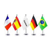 Drapeaux de table miniatures de pays du monde entier en gros, fanions de haute qualité avec support et base, drapeaux de bureau pour la décoration de festivals