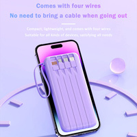 Station d'alimentation portable certifiée 3C, 10000 mAh, avec câble 4-en-1 intégré 22,5 W, vente en gros
