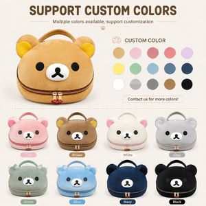 Cute Bear Shape Plush <b>Makeup</b> Bag Kawaii Cosmetic Pouch Travel Toiletry Organizer Bag Soft Fuzzy Storage <b>Case</b> Custom Logo OEM - Product Image 3