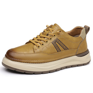 Baskets rétro en cuir pour hommes AoNag, bout rond, talon bas, chaussures de marche amorties, couleur unie, style sport décontracté - Product Image 5