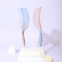 LOGO personnalisé Brosse à cheveux de massage en plastique Perruque incurvée Brosse démêlante pour cheveux humides pour un séchage plus rapide Bonbons Couleur dégradée