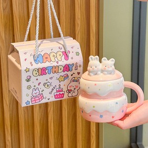 Emballage de boîte-cadeau d'anniversaire de tasse en céramique de lapin tridimensionnel coréen mignon - Product Image 5