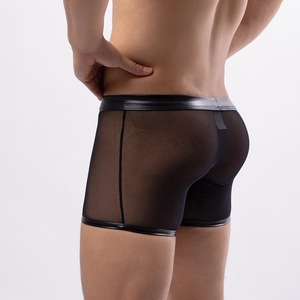Boxer da Uomo Eleganti e Sexy in Rete, Intimo Unico con Dettagli Traforati, Patchwork in Ecopelle, Vita Bassa, Intimo Esotico Maschile per Club - Product Image 5