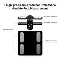 Báscula de Baño Digital de Vidrio Templado con 8 Electrodos y Conexión a Aplicación, para Medir la Composición Corporal y el Grasa, Multifuncional