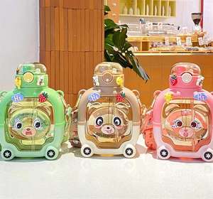 Vasos Infantiles de Verano, Botella Portátil de Gran Capacidad y Alta Calidad, con Pajita, Doble Boca, de Plástico, Diseño Atractivo - Product Image 4