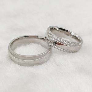 Alemania artesanía Cz diamante boda bandas parejas anillos conjuntos para <span class=keywords><strong>Mne</strong></span> y mujeres plata 316l joyería de acero inoxidable quirúrgico - Product Image 5