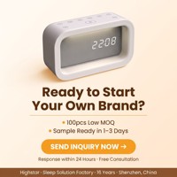 Lampu Tidur Bayi Private Label dengan Jam Alarm 16 Suara Menenangkan Lampu Bangun Tidur LED Dapat Diredupkan Timer Baterai Termasuk
