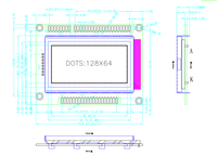 وحدة عرض LCD زرقاء مخصصة STN 128*64 شاشة LCD مقطعية COB 3.3 فولت مع إضاءة خلفية LED للعرض الصناعي