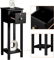 Inweto 2-Pack Avon Exquisite Slim Table de chevet en bois Table de chevet Tiroir Étagère ouverte pour chambre Réception Couloir Côté Utilisation