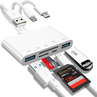 Lector de Tarjetas USB C 5 en 1, Adaptador de Memoria OTG Multi Ranura SD TF CF MS XD, Alta Velocidad, Portátil, Externo, para Teléfono y Laptop