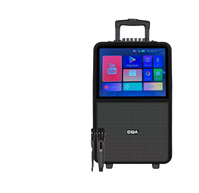 Hot Sell 14.1'' Touch Screen Outdoor Party Trolley Speaker with Mic RCA/USB RGB LED for 5.4 10" Subwoofer Karaoke Speaker