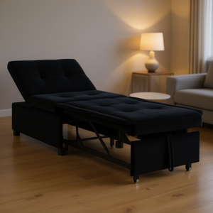 Canapé-lit en velours noir 76,38 x 26,38 x 32,28 pouces - Product Image 2