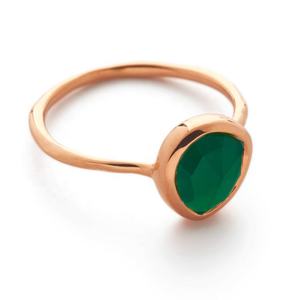 תכשיטי אבן חן יוקרתיים תכשיטי אבן חן יוקרתי מצופה זהב 18k 925 מצופה זהב 18k טבעת ערמה אוניקס ירוק - Product Image 3