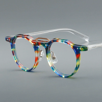 MS YL5805 Lunettes rondes sensorielles en acétate faites à la main pour femmes, montures de lunettes de vue transparentes, montures de lunettes de couleur transparente