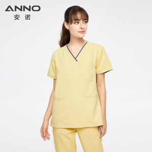 NO मक्खन अनुकूलन योग्य लोगो यूनिसेक्स v-गर्दन नर्स स्क्रब सांस लेने योग्य अस्पताल चिकित्सा क्लिनिक बुने वाली वर्दी प्रवाहकीय तार स्थापित किया - Product Image 4