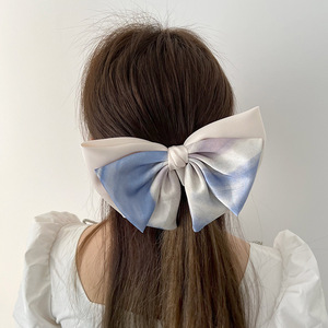 Français Bleu Tie Dye Bandeau Chouchou Arc Pince À Cheveux Frais Doux Tie Dye Ponytail Clip Bande De Cheveux Accessoires De Cheveux - Product Image 3
