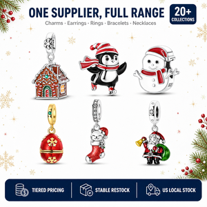 MULA 925 Sterling Silver <strong>Christmas</strong> <strong>Charm</strong> Dangle Set Santa Snowman Penguin Gingerbread House for Bracelet Wholesale 1688 Agent - Product Image 2