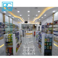 Bois verre trempé élégant conception de pharmacie étagère et étagères de pharmacie comptoir de présentation en verre de pharmacie comptoir de pharmacie à vendre