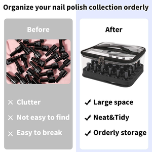 Sac de voyage de maquillage en <span class=keywords><strong>PVC</strong></span> portable de grande capacité, organisateur de vernis à ongles transparent <span class=keywords><strong>avec</strong></span> 36 porte-bouteilles, étui résistant à l'eau - Product Image 5