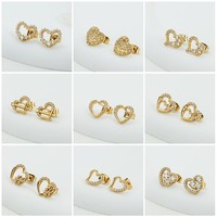 Boucles d'oreilles minimalistes en acier inoxydable plaqué or 18 carats, boucles d'oreilles en zircone en forme de cœur tendance pour femmes, cadeau de fête