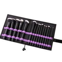 Kit de 15 pinceaux de maquillage en poils synthétiques avec manche en bois, pinceau éventail, pour gloss à lèvres/mascara - Options de logo personnalisé OEM