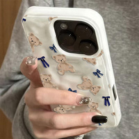 Coque de téléphone mignonne motif ours avec nœud pour iPhone 16 Plus 15 17 Pro Max, motif météorite, coque arrière en TPU pour femme