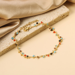 European American Style Mixed <b>Color</b> <b>Beaded</b> Anklet Zinc Alloy Women Beach Foot Ornament CA10010MG - Product Image 2