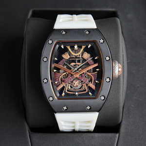 Montre de luxe pour homme, style samouraï japonais, tourbillon en carbone, squelette mécanique, design artistique - Product Image 2