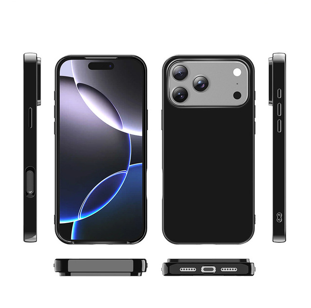 Wholesale Cheap Solid Color Blank Flexible Black Glossy TPU Mobile Phone Cases for iPhone 17 16 15 14 13 12 Pro Max 17 Air