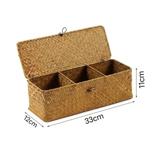 Panier de rangement en rotin écologique, en <span class=keywords><strong>osier</strong></span>, en herbe de mer, pour comptoirs, placards, étagères, commode, panier en herbe de mer tissé - Product Image 6