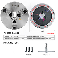 Mandrin de tour Torno 200 mm avec mâchoire réversible K11-200a Marque Sanou Mandrin auto-centrant à 3 mâchoires 8 pouces Mandrin de tour en métal pour tour