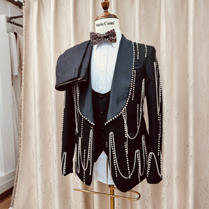 Costume <span class=keywords><strong>homme</strong></span> G102 Fashion Slim Fit, simple boutonnage, 3 pièces, fait main, orné de cristaux, luxe, pour <span class=keywords><strong>mariage</strong></span> ou soirée. - Product Image 2