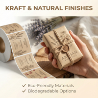 Étiquettes de savon en papier kraft écologiques personnalisées |   Autocollants en rouleau biodégradables bruns pour l'emballage de produits de soin de la peau biologiques faits à la main