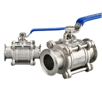 Katup Bola Stainless Steel 3-PC untuk Pengolahan Makanan SS304 SS316 Sanitary Manual Full Package Clamp Tiga Bagian untuk Air