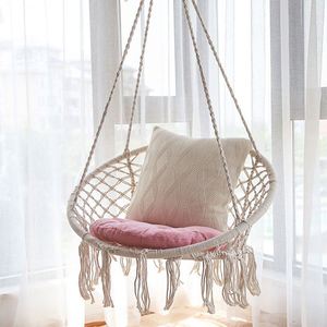 <b>Hanging</b> Basket, Outdoor Handmade Cotton Rope <b>Hanging</b> Chair, Balcony Cradle Chair, Homestay, Tassel - Product Image 1