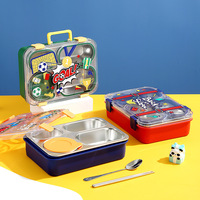Boîte à lunch en acier inoxydable 304 Trois et quatre compartiments Individuellement Anneau d'étanchéité en silicone Portable Cartoon Bowl Lunch Boxes