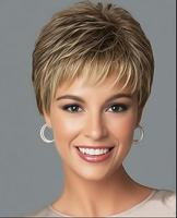 Perruque courte texturée synthétique respirante MEILASI pour femme, coupe pixie superposée et ébouriffée, style européen, pour usage quotidien