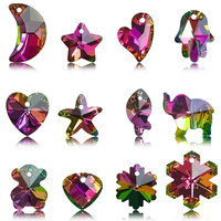 Zhubi volcan Fuchsia brillant Multi formes pendentif perles de verre cristal papillon étoile lune coquille coeur perles pour la fabrication de bijoux