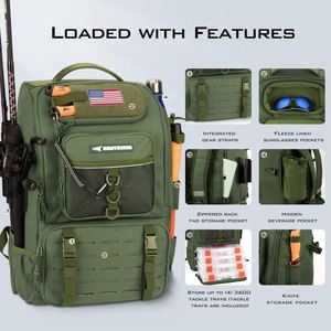 Sac à dos de pêche avec porte-cannes, porte-bouteille et sac de rangement pour équipement de pêche - échantillon gratuit - Product Image 5
