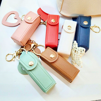 Étui portable pour rouge à lèvres et baume à lèvres, nouveau style, porte-monnaie en polyuréthane, porte-clés, pendentif, mini miroir de maquillage en forme de cœur pour filles