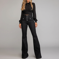 En stock – Nouveauté Printemps 2026 – Jean évasé taille haute boutonné pour femme, style européen et américain, coupe ajustée, pantalon long élégant