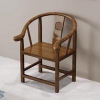 Chaise de thé de style chinois antique en chêne massif avec accoudoirs circulaires BTDC007 pour salon de thé ou salle à manger