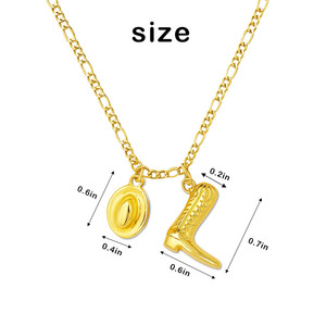 Collar con Colgante de Sombrero y Botas de Vaquero para Mujer, Chapado en Oro de 18k, Cadena de Acero Inoxidable Estilo Occidental - Product Image 3