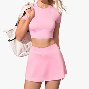 Ensemble jupe de tennis slim fit à séchage rapide pour femme, anti-exposition, pour course en extérieur et fitness, mini-jupe de sport - Product Image 4