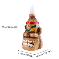 Lampe torche en résine de masque tiki à énergie solaire - Effet de flamme incandescente, parfait pour l'éclairage d'ambiance sur le patio à thème tropical